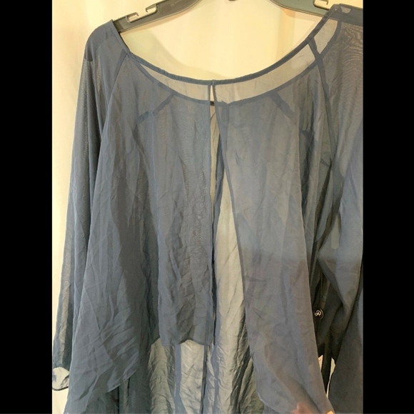 NWT Adrianna Papell Poncho Covering Sheer Top in‎ Blue [PLUS SZ 22W ] - Picture 3 of 8